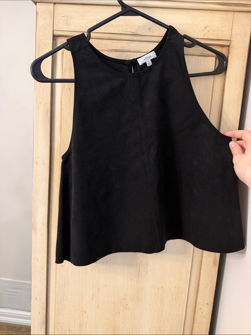 Wilfred Black Suede Sleeveless Crop Top